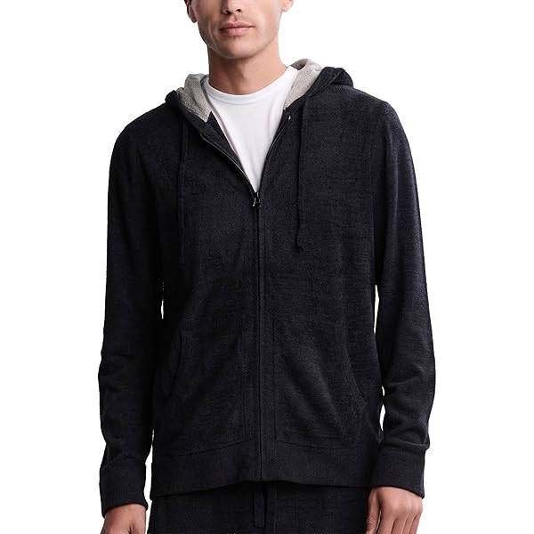 Barefoot Dreams CozyChic Men's Zip Up Hoodie, Long Sleeve, Knit